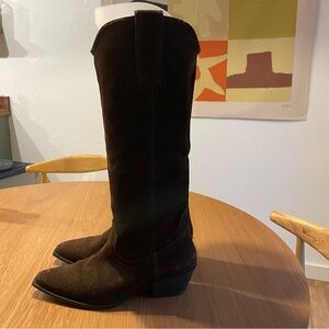 Zara Knee high suede cowgirl boot